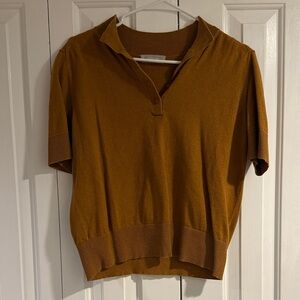 Everlane Tan Short Sleeve Polo Top
